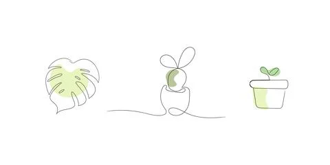 Vector linart monster leaf, cactus, plants Stock Illustration