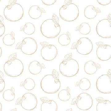 Vector line apple seamless pattern. Monochrome background fruits 库存插图