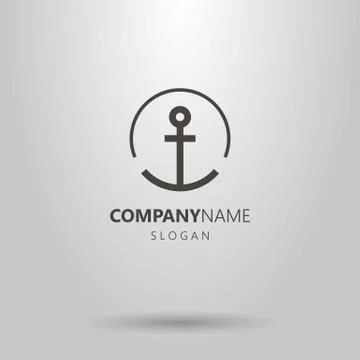 Vector line art anchor logo in a round frame Stock-Illustration