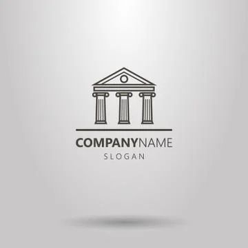 Vector line art antique column building logo Ilustración de archivo
