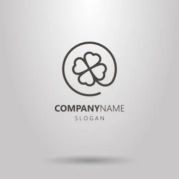 Vector line art clover logo in a round frame Stock Illustration