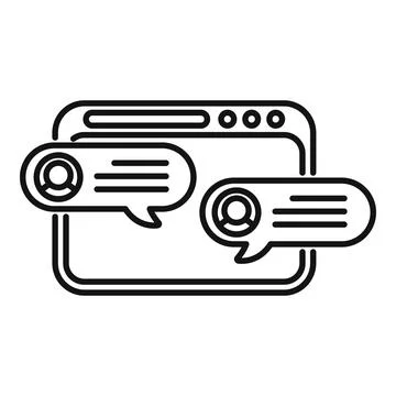 Vector line art of a computer with speech bubbles, symbolizing online イラスト素材