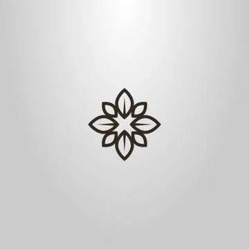 Vector line art cross-shaped sign of eight tea leaves Stock Illustration