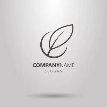  vector line art feather logo in a round frame Stock Illustration
