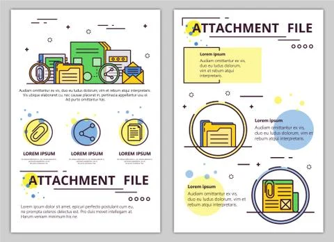 Vector line art file attachment poster template Stock Illustration