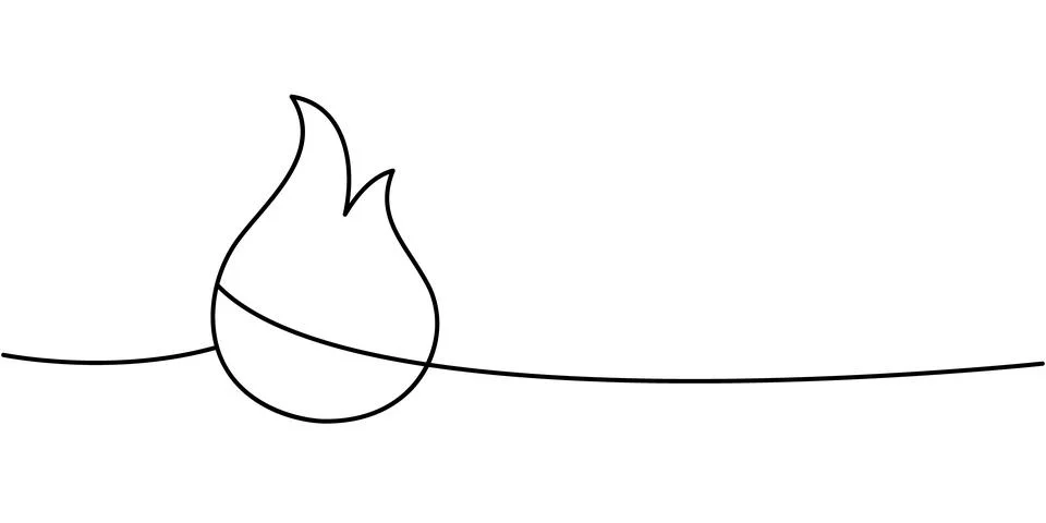 Vector line art flame. Minimal outline fire flame illustration for seamless Stock Illustration
