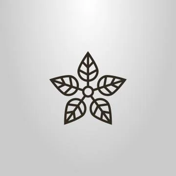 Vector line art  flat symbol of the five-leafed plant Stock Illustration