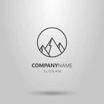 Vector line art geometric logo of mountains in a round frame Illustrazione stock