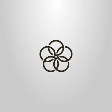 Vector line art geometric sign of flower of five intertwined circles Illustrazione stock