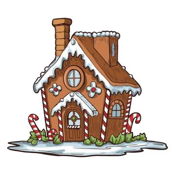 Vector line art of a gingerbread house Stock Illustration