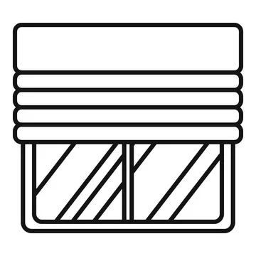 Vector line art icon showing window with rolling shutter Stock Illustration