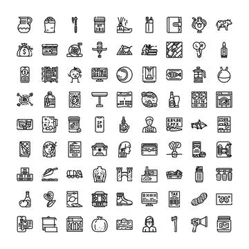 Vector line art icons set for various concepts Illustrazione stock