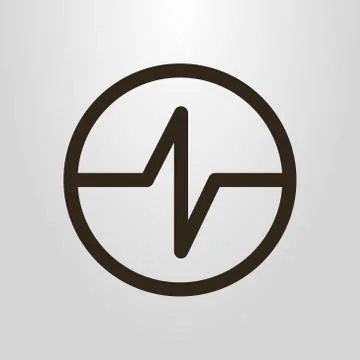 Vector line art  impulse trace symbol in a round frame Stock Illustration