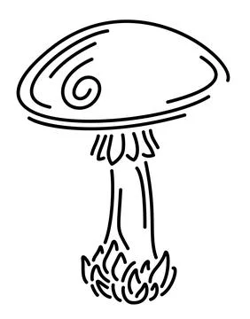 Vector line art with isolated decorative mushroom Stock Illustration