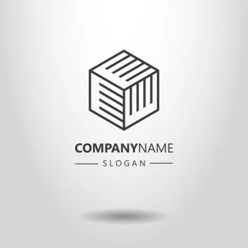 Vector line art logo of abstract cube shape Stock Illustration