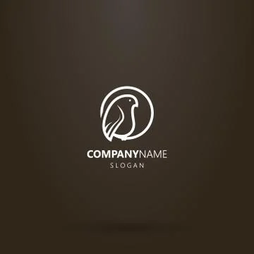 Vector line art logo of bird in a round frame Illustrazione stock