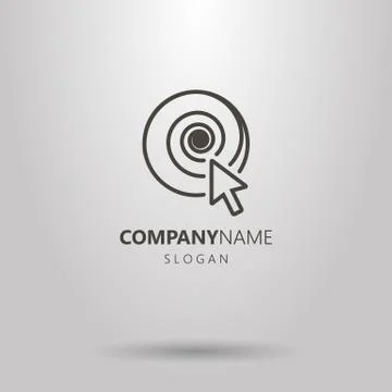 Vector line art logo of the cursor and a spiral galaxy Stock Illustration