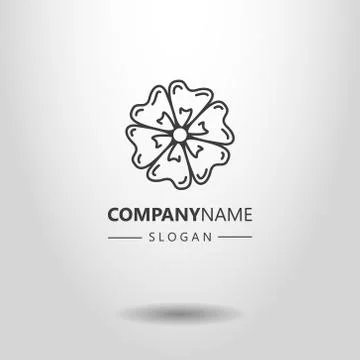 Vector line art logo of flower bud Stock Illustration