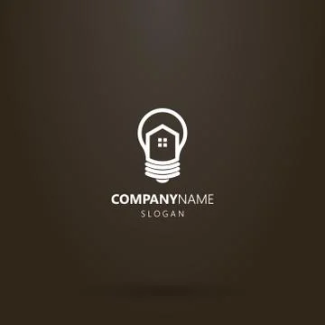 Vector line art logo of house in a light bulb Stock-Illustration