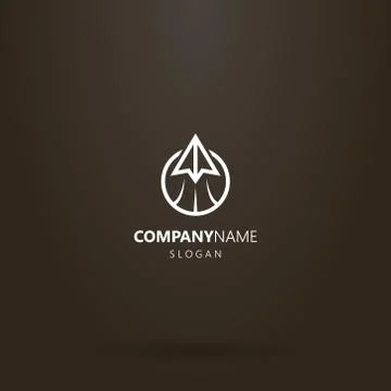 Vector line art logo of a paper airplane in a round frame Stock-Illustration
