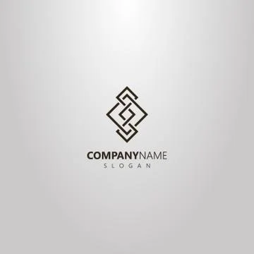 Vector line art logo of rhombus element of the Scandinavian pattern Stock Illustration