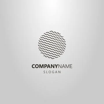 Vector line art logo of a round figure consisting of waves Stock Illustration