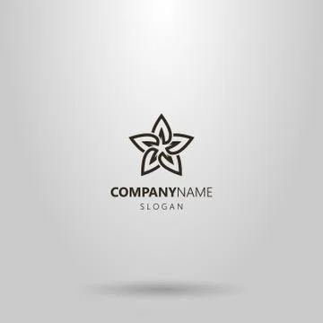 Vector line art logo of a star-shaped flower with five petals Stock Illustration