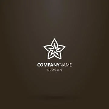 Vector line art logo of a star-shaped flower with five petals Stock Illustration