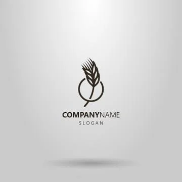Vector line art logo of a wheat spikelet in a round frame Stock-Illustration