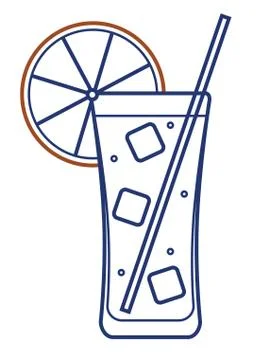 Vector line art minimalist stroke stylized long island iced tea cocktail illu Stock Illustration