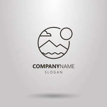 Vector line art mountain landscape logo Illustrazione stock