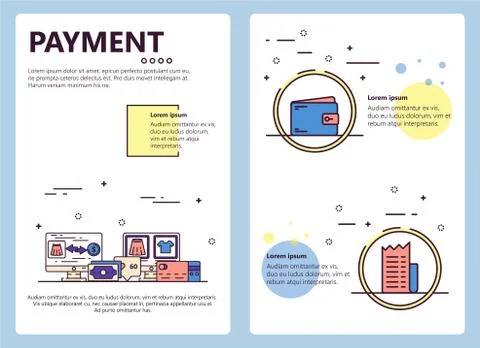 Vector line art payment poster banner template Stock Illustration