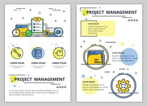 Vector line art project management poster banner Stock Illustration