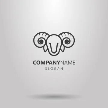 Vector line art ram head logo Illustrazione stock