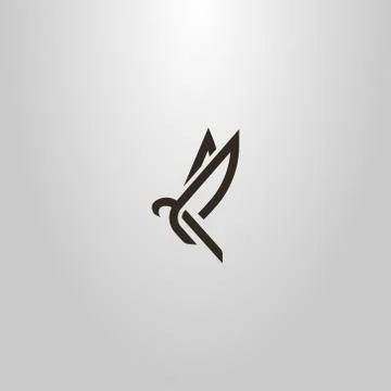 Vector line art sign of an abstract flying bird Stock Illustration