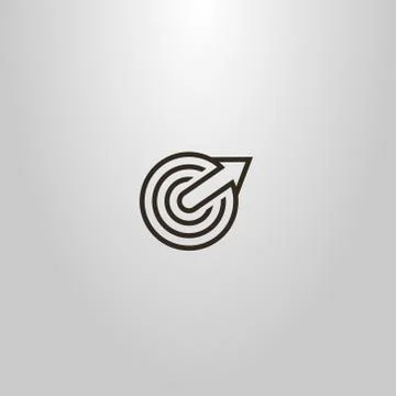 Vector line art sign of an arrow growing from the center of a circular target Stock Illustration