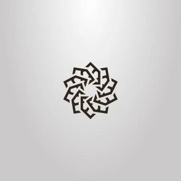 Vector line art sign of a geometric flower made of pentagons Stock Illustration