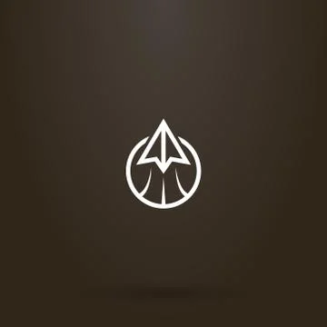 Vector line art sign of a paper airplane in a round frame Stock-Illustration