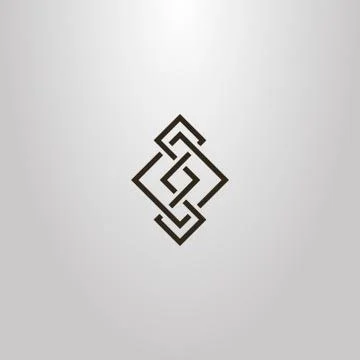 Vector line art sign of rhombus element of the Scandinavian pattern	 Stock Illustration
