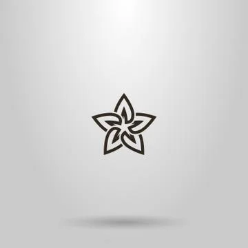 Vector line art sign of a star-shaped flower with five petals Иллюстрация