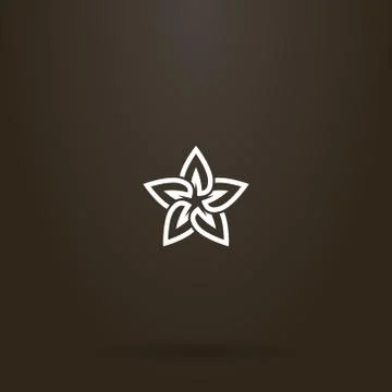 Vector line art sign of a star-shaped flower with five petals Illustrazione stock