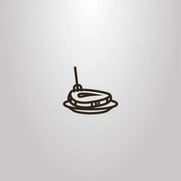 Vector line art sign of steak pounded with a fork on a plate Illustrazione stock