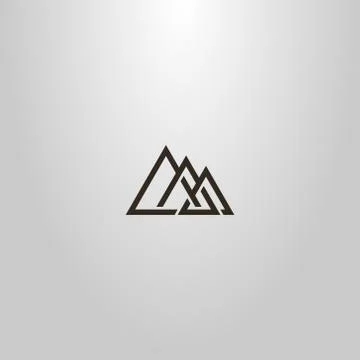 Vector line art sign of three interlaced triangles Stock Illustration