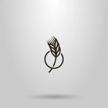 Vector line art sign of a wheat spikelet in a round frame Illustrazione stock