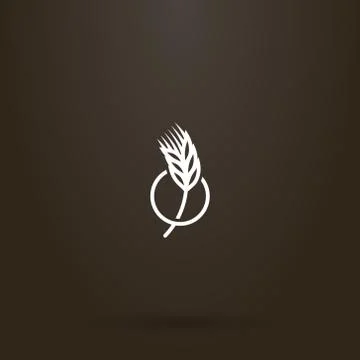 Vector line art sign of a wheat spikelet in a round frame Stock Illustration