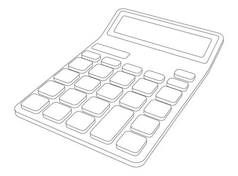 Vector line art simple calculator illustration Stock Illustration