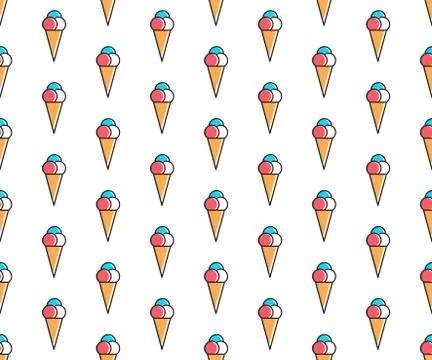 Vector line art summer seamless beach pattern. Seamless fabric or wrapping paper Illustrazione stock