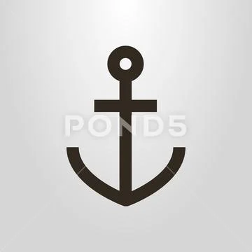 Vector line art symbol of an anchor: Royalty Free #91852862