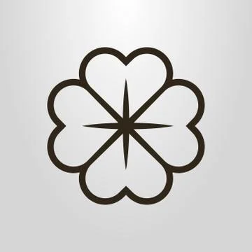 Vector line art  symbol of four-leafed clover flower Stock-Illustration