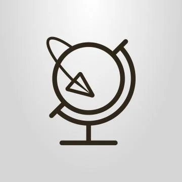 Vector line art symbol of the globe and paper airplane Illustrazione stock
